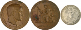 Hamburg Lot von 2 Stücken: Bronzemedaille 1856 (v. Petersen) auf das 25-jährige Amtsjubiläum von Eduard Heinichen als Amtspräsident des Handelsgericht...