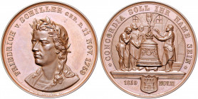 Hamburg Bronzemedaille 1859 (v. Loos/Fischer/Schnitzspahn/Staudigel) auf die 100-jährige Geburtstagsfeier von Friedrich v. Schiller Ruffert 8591. Gaed...