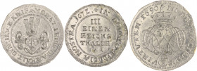 Jever Carl Wilhelm v. Anhalt-Zerbst 1667-1718 Lot von 2 Stücken: Zinnabschlag des 1/3 Talers 1672 aus 2 Klischees zusammengesetzt und einseitiger Zinn...