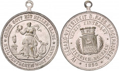 Nassau - Biebrich Versilberte Bronzemedaille 1890 auf den IV. Gesang-Wettstreit des Nass. Sängerbundes in Biebrich-Mosbach 
m. Originalöse 28,3mm 7,9...