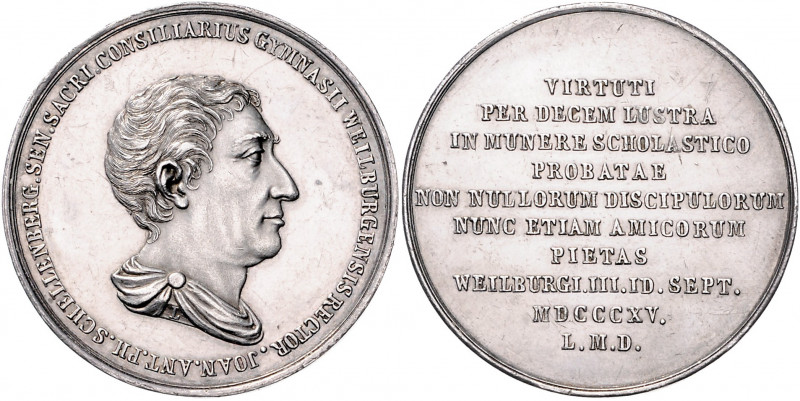 Nassau - Weilburg Friedrich Wilhelm 1788-1816 Silbermedaille 1815 (v. Lindenschm...