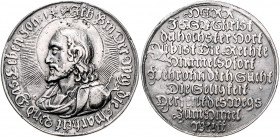 Nürnberg - Stadt Silbermedaille o.J. (v. Nürnberger) auf den Glauben Button 130- 981. 
kl. Rf. u. Korr.sp. 38,7mm 17,6g ss+