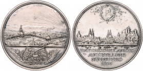 Nürnberg - Stadt Versilberte Bronzemedaille 1896 (v. Lauer) auf die Bayerische Landesausstellung in Nürnberg Erl. 387. 
50,3mm 52,6g vz+
