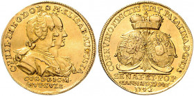 Pfalz - Kurpfalz Karl Philipp 1716-1742 Dukat 1742 Mannheim auf die Vermählung des Kurprinzen Karl Theodor mit Elisabeth Augusta v. Pfalz-Sulzbach Fri...