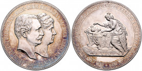 Sachsen - Kurfürstentum, ab 1806 Königreich Albert 1873-1902 Silbermedaille 1893 (v. Barduleck) auf die Geburt des Prinzen Georg am 15. Januar Wurzbac...
