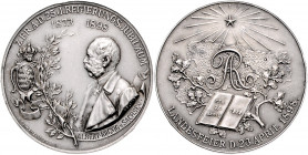 Sachsen - Kurfürstentum, ab 1806 Königreich Albert 1873-1902 Silbermedaille 1898 mattiert (v. Schwarz) auf seinen 70. Geburtstag und sein 25-jähriges ...