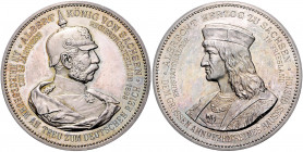 Sachsen - Kurfürstentum, ab 1806 Königreich Albert 1873-1902 Silbermedaille 1898 (v. Barduleck) auf sein 25-jähriges Regierungsjubiläum Barduleck 155....