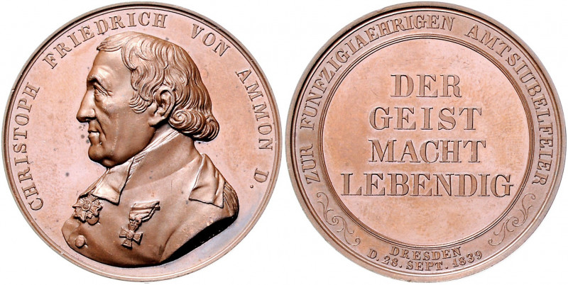 Sachsen - Dresden, Stadt Bronzemedaille 1839 (v. Krüger) auf das 50-jährige Amts...