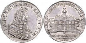 Sachsen - Gotha-Altenburg Friedrich I. 1680-1691 1/4 Taler 1689 auf die Einweihung von Schloss und Kirche Friedrichswerth Mers. 3087. 
 vz