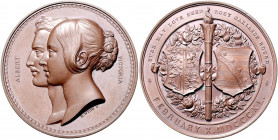 Sachsen - Coburg und Gotha Ernst I. 1806-1844 Bronzemedaille 1840 (v. Wyon) auf die Hochzeit von Prinz Albert mit Queen Victoria Eimer 1336. BHM 1920....