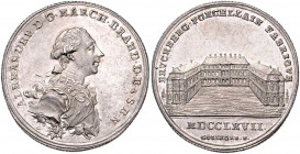 Brandenburg in Franken - Ansbach Christian Friedrich Karl Alexander 1757-1791 Guldenf. Silbermedaille 1767 (v. Götzinger) auf die Bruckberger Porzella...