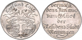Sachsen - Meiningen Carl 1775-1782 Silbermedaille 1780 auf seine Vermählung mit Luise von Stolberg Mers. 3441. 
26,8mm 5,2g, feine Patina st