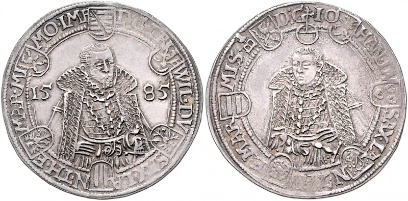 Sachsen - Alt-Weimar Friedrich Wilhelm und Johann 1573-1603 1/2 Reichstaler 1585...