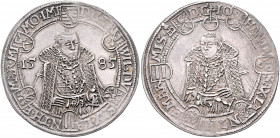 Sachsen - Alt-Weimar Friedrich Wilhelm und Johann 1573-1603 1/2 Reichstaler 1585 Saalfeld Schnee 239. Mers. vgl. 3744 (R). 
feine Patina vz+