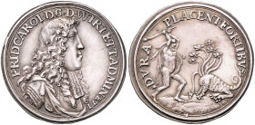 Württemberg Friedrich Karl 1677-1693 Silbermedaille o.J. (v. Chr. Müller) Hydramedaille Klein/Raff 164. Ebner 60. 
27,2mm 5,5g ss-vz