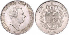 Württemberg Wilhelm I. 1816-1864 Gulden 1825 Variante: WÜRTTEMBERG statt WURTTEMBERG AKS 80 var. Klein/Raff 73.1 var. 
 vz-st