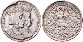 RDR - Länder - Haus Habsburg Ferdinand I. 1521-1564 1/2 Schautaler 1536 (unsign.) auf sein 10-jähriges Regierungsjubiläum als König von Böhmen und Ung...