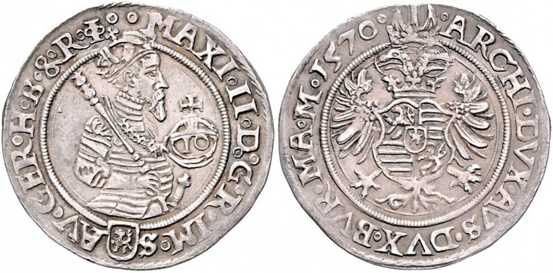 RDR - Länder - Haus Habsburg Maximilian II. 1564-1576 10 Kreuzer 1570 Joachimsta...