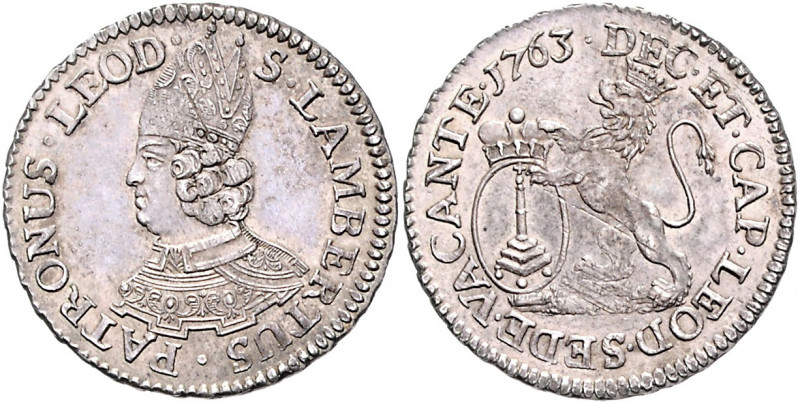 Belgien - Lüttich Sedisvakanz 1763-1763 Escalin 1763 Hl. Lambert-Brustbild in Bi...