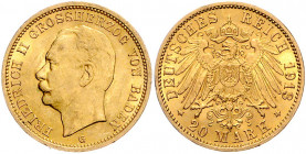 Baden Friedrich II. 1907-1918 20 Mark 1913 G J. 192. 
 ss/ss-vz