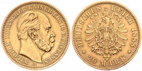 Preussen Wilhelm I. 1861-1888 20 Mark 1888 A J. 246. 
 vz-