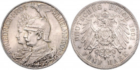 Preussen Wilhelm II. 1888-1918 Lot von 2 Stücken: 2 und 5 Mark 1901 Zum 200-jährigen Bestehen des Königreichs J. 105, 106. 
5 M winz. Rf. vz-st