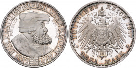 Sachsen Friedrich August III. 1904-1918 3 Mark 1917 versilbert Friedrich der Weise, offizielle Nachprägung der Münze Hamburg (1991) J. zu141. 
18,66 ...