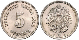 Kaiserreich Kleinmünzen 5 Pfennig 1888 E J. 3. 
 vz-st