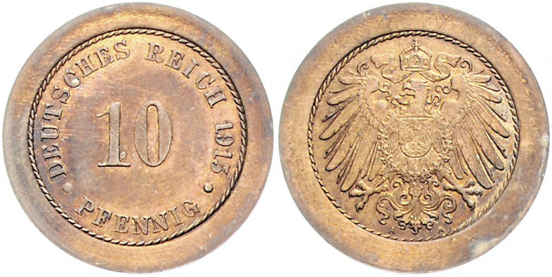 Ersatzmünzen des 1. Weltkrieges 10 Pfennig 1915 A Probe mit reduziertem Münzbild...