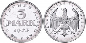 Weimarer Republik 3 Mark 1923 E Drei Jahre Weimarer Reichsverfassung vom 11.8.1919 J. 303. 
 PP-