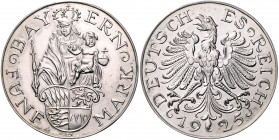 Weimarer Republik 5 Mark 1925 D Gestaltungsprobe von Karl Goetz, 'Bayern' J. zu331. Schaaf 331G3. 
Silber 19,03g vz-st