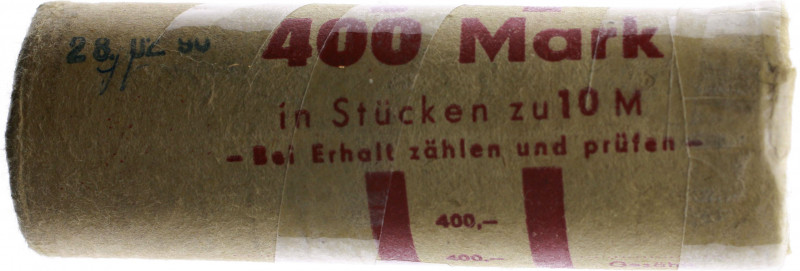 DDR Original-Rolle o.J. mit 40x 10 Mark 1990 1. Mai J. 1637. 
Papierrolle besch...