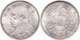 China Republik 1911-1949 Dollar o.J. Year 3 offener Triangel KM Y329. 
Kr. ss-vz