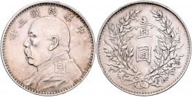 China Republik 1911-1949 Dollar o.J. Year 3 KM Y329. 
winz. Chopmark ss-vz