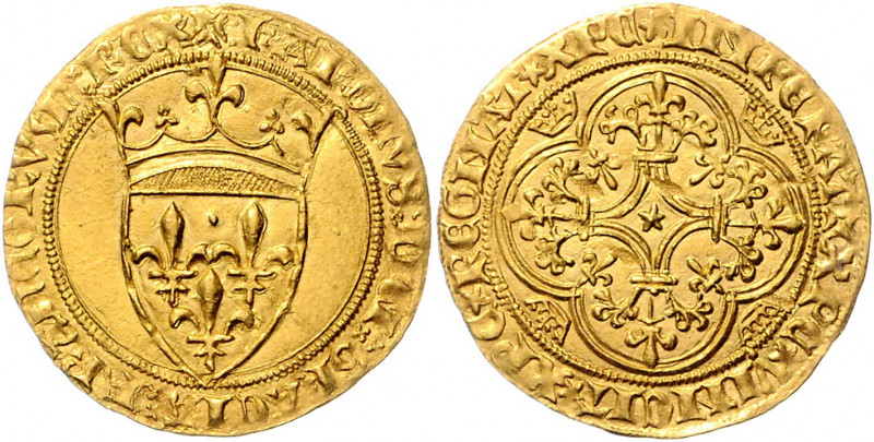 Frankreich Charles VI. 1380-1417 Ecu d'or o.J. Montpellier à la couronne Dupl. 3...