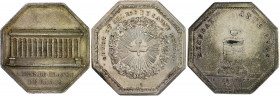 Frankreich Louis XVIII. 1814-1824 Lot von 3 oktogonalen Silbermedaillen: 1814 (v. Tiolier) AGENS DE CHANGE DE PARIS (33x33mm 16,1g), o.J. Lud. XVI / O...