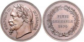 Frankreich Napoléon III. 1852-1871 Bronzemedaille 1870 Brüssel (Module de 5 Francs) auf den erwarteten Sieg über Deutschland FINIS GERMANIAE VG 3758. ...
