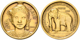 Frankreich III. République 1871-1940 Goldbronzemedaille 1931 (v. Morlon) auf die Internationale Kolonialausstellung in Paris 
32,1mm 20,8g f.vz