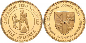 Ghana Republik Goldmedaille 1975 auf die Selbstversorgung KM vgl UWC X#8. 
28,5mm 16,8g PP