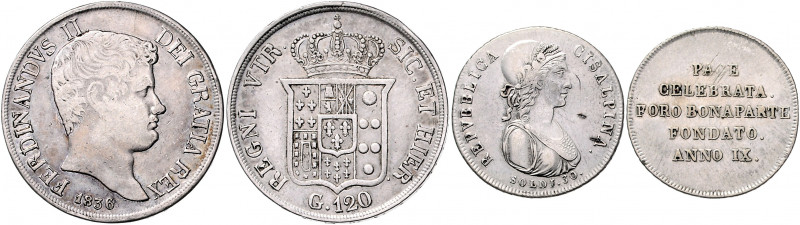 Italien Ferdinand II. 1830-1859 Lot von 2 Stücken: Neapel und Sizilien, 120 Gran...