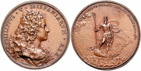 Italien - Neapel und Sizilien Philipp von Spanien 1700-1707 Bronzemedaille o.J. (v. Ferdinand de Saint Urbain) auf den Besuch des Königs Börner 1388. ...