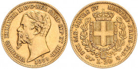 Italien - Sardinien Vittorio Emanuele II. 1849-1861 20 Lire 1859 KM 126.1. 
 ss