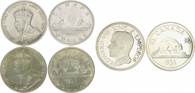 Kanada George V. 1910-1936 Lot von 3 Stücken: 1 Dollar 1935 (KM 30), 1 Dollar 1936 (KM 31) und Modern Fantasy-Prägung (1936, Edward VIII., 38,0mm 23,0...