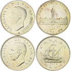 Kanada George VI. 1936-1952 Lot von 2 Stücken: 1 Dollar 1939 auf den Besuch des Königs (KM 38) und 1 Dollar 1949 Newfoundland, Cabot's Ship (KM 47) 
...