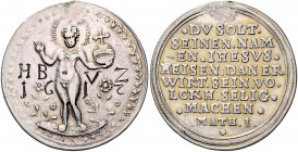 Polen - Danzig Silberabschlag des 3-fachen Dukaten (unsign.), mit eingravierten Buchstaben 
Hklsp. 34,6mm 9,7g ss