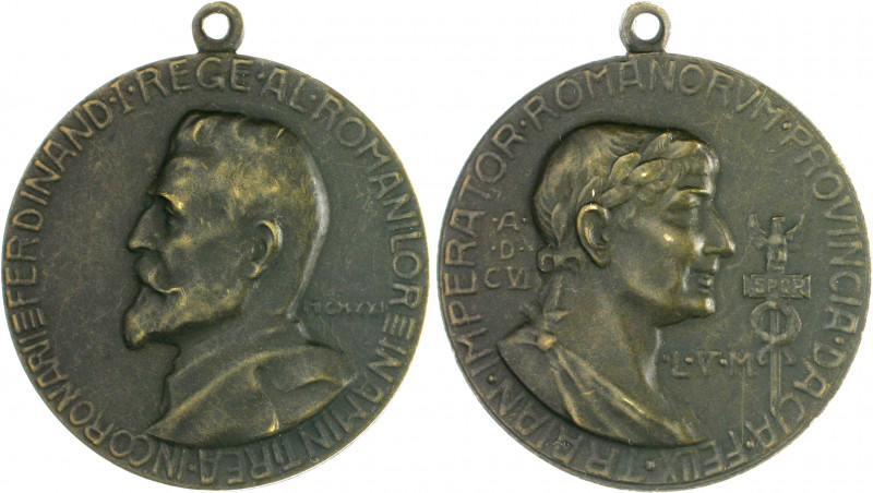 Rumänien Ferdinand I. 1914-1930 Bronzemedaille 1921 (unsign.) seine Büste nach l...