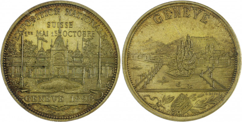 Schweiz - Genf Messingmedaille 1896 (v. C. Defailly) auf die Nationalausstellung...