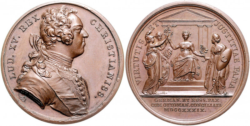 Türkei Mahmud I. 1730-1754 Bronzemedaille 1739 (v. Duvivier) auf den Frieden von...