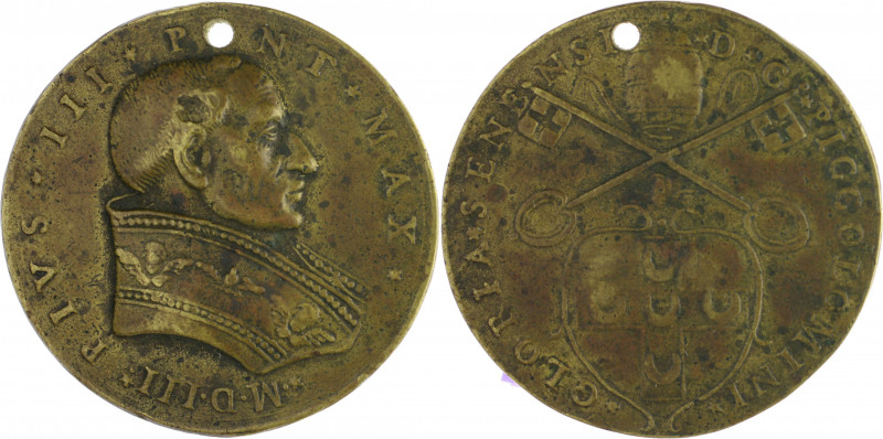 Vatikan Pius III. 1503-1503 Messing-Bronze-Medaille o.J. (aus der Serie von Pala...