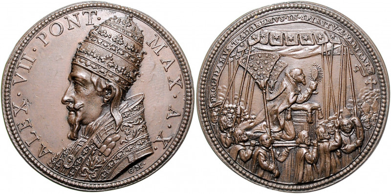 Vatikan Alexander VII. 1655-1667 Bronzemedaille o.J. AN X (v. Gaspare Mola) auf ...